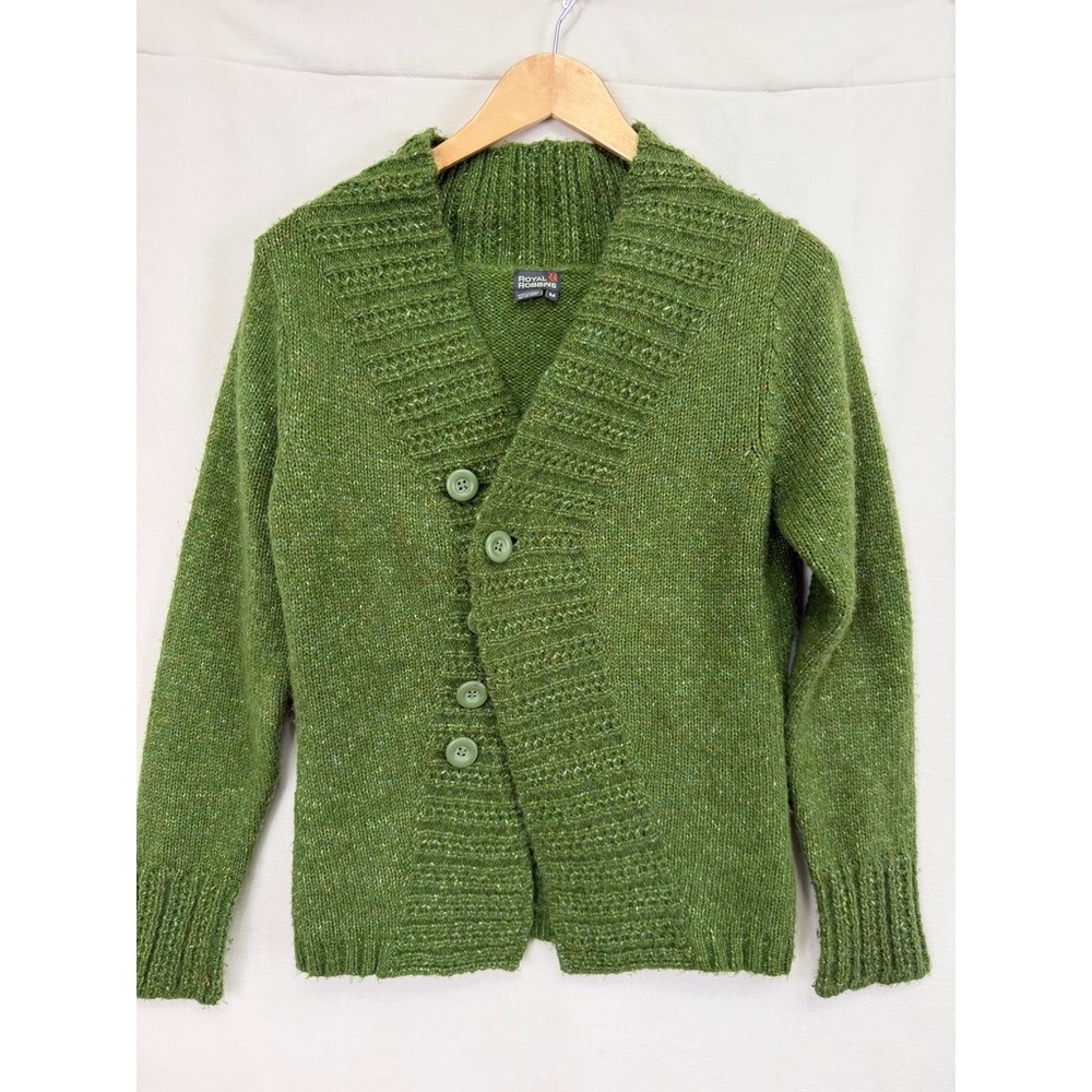 Royal Robbins Asymmetrical Wool Blend Cardigan Sweater Womens Medium Green Gorp